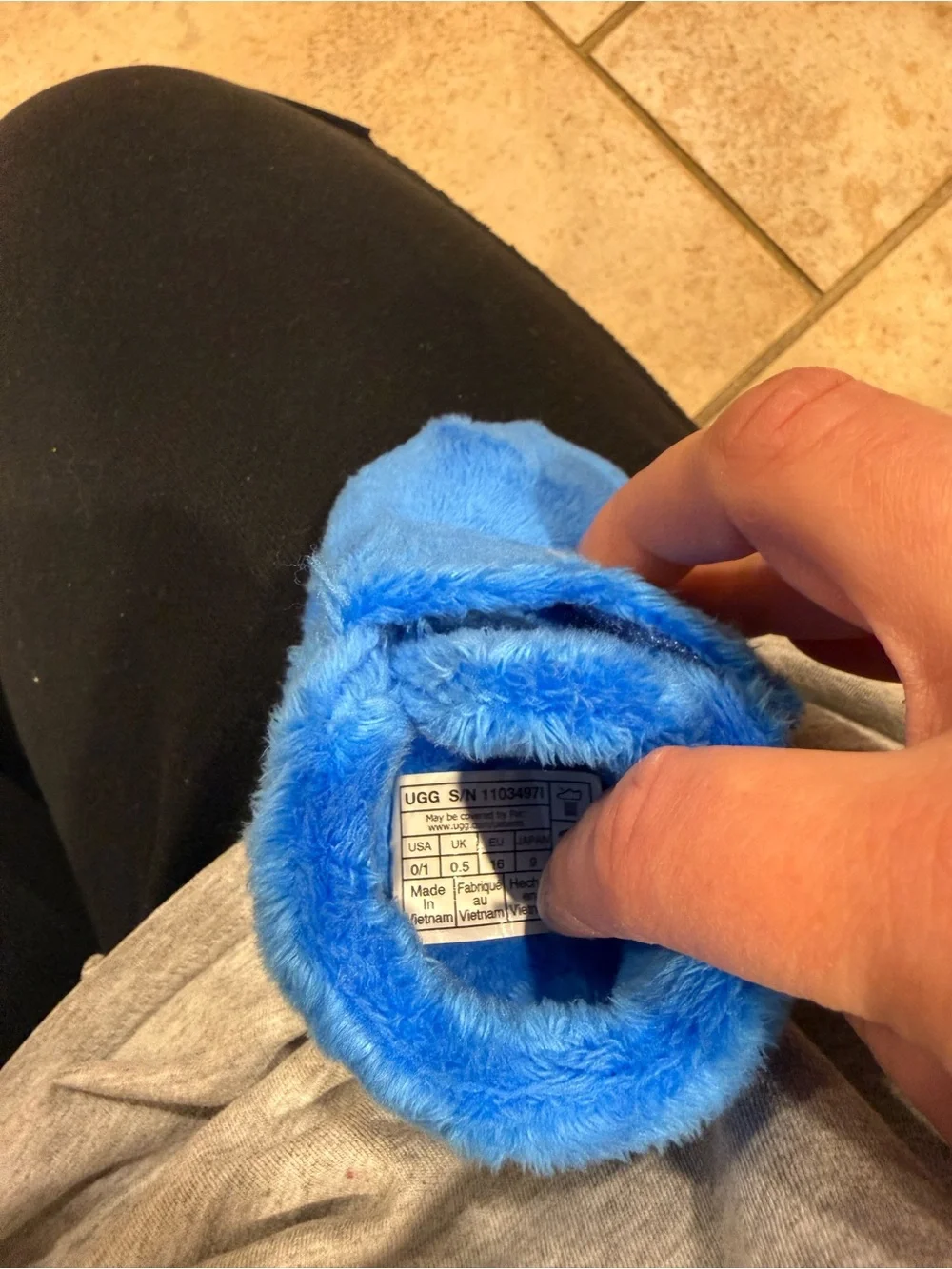 UGG Kids Bright Blue Fuzzy Hook-and-Loop Booties